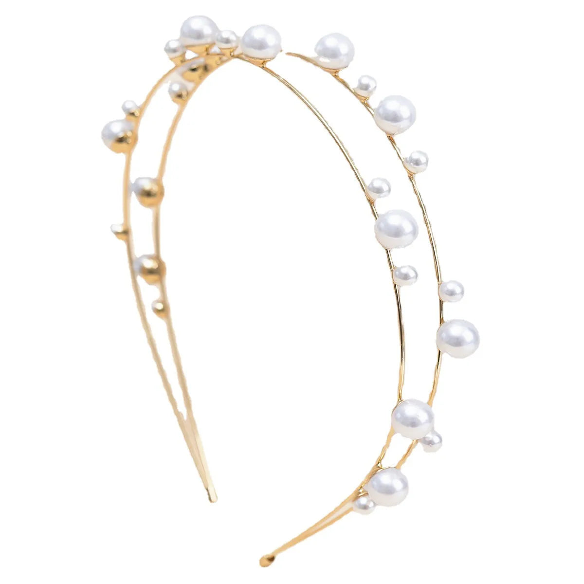 Women'S Fashion Round Iron Inlay Artificial Pearls Hair Band