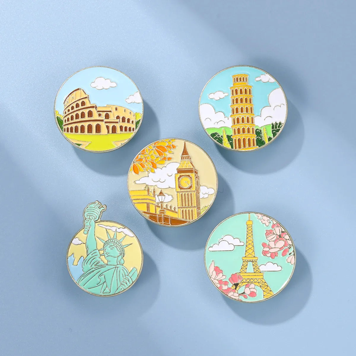 Fashion Round Landscape Alloy Stoving Varnish Unisex Brooches