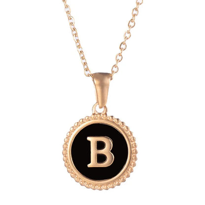 Wholesale Jewelry Fashion Round Letter 304 Stainless Steel 18K Gold Plated Enamel Gold Plated Pendant Necklace