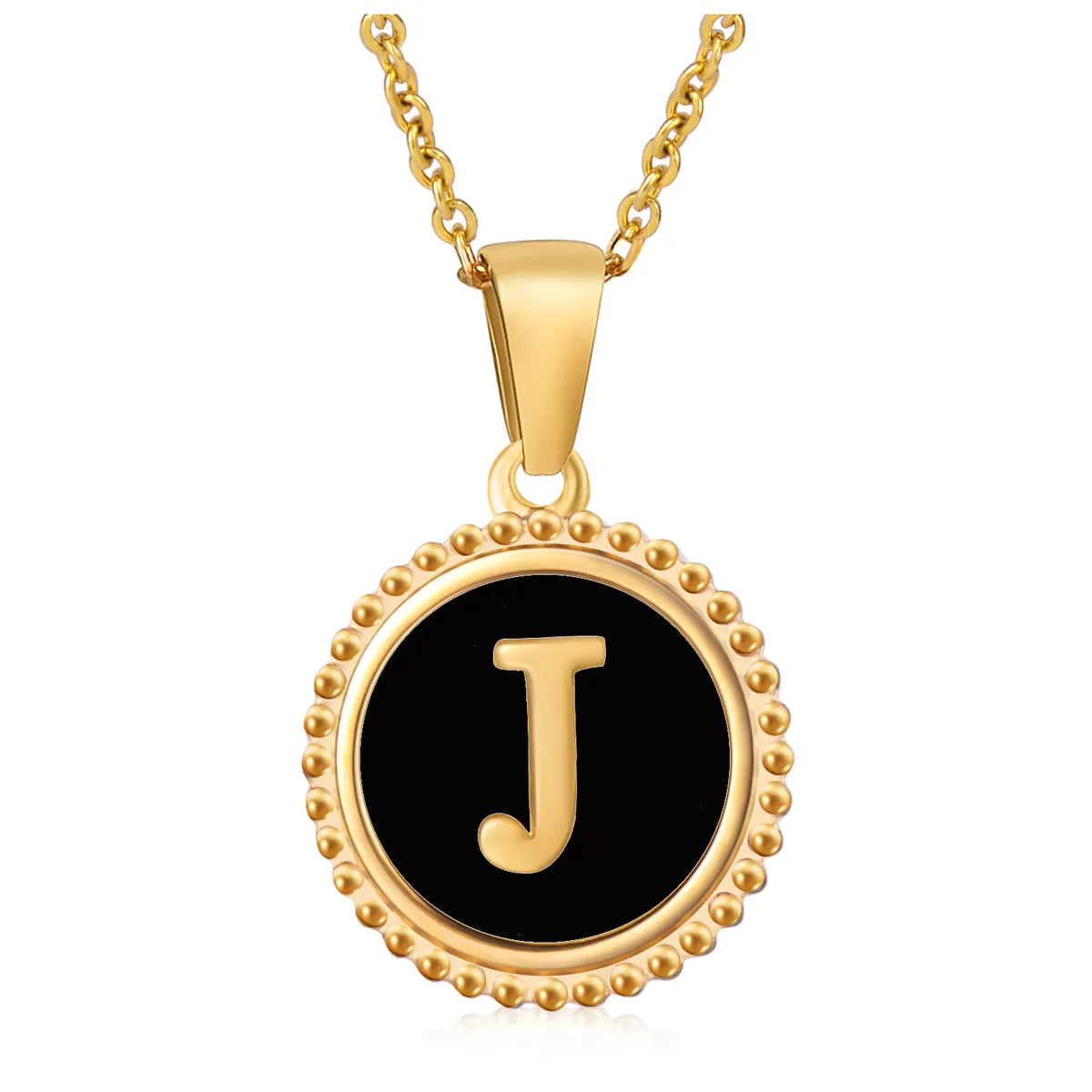 Wholesale Jewelry Fashion Round Letter 304 Stainless Steel 18K Gold Plated Enamel Gold Plated Pendant Necklace