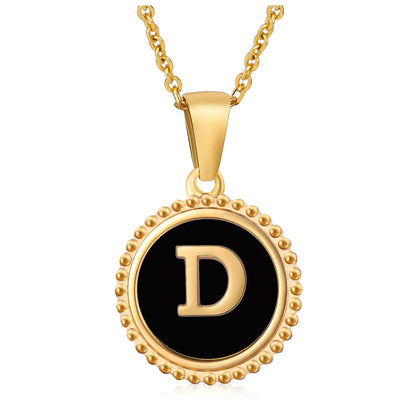 Wholesale Jewelry Fashion Round Letter 304 Stainless Steel 18K Gold Plated Enamel Gold Plated Pendant Necklace