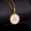 Fashion Round Letter Titanium Steel Pendant Necklace