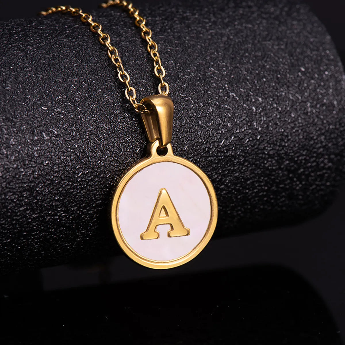 Fashion Round Letter Titanium Steel Pendant Necklace