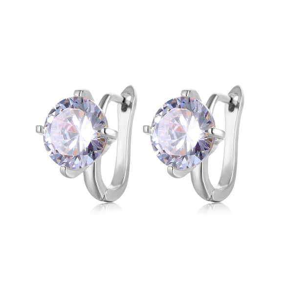 Fashion Round Loebuck Women's Earrings With Zircon And Large Diamond Made Of Environmental Protection Copper Geometric Pattern