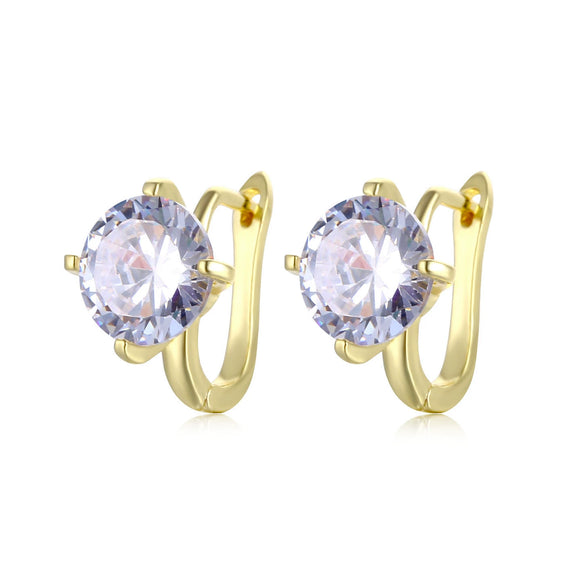 Fashion Round Loebuck Women's Earrings With Zircon And Large Diamond Made Of Environmental Protection Copper Geometric Pattern