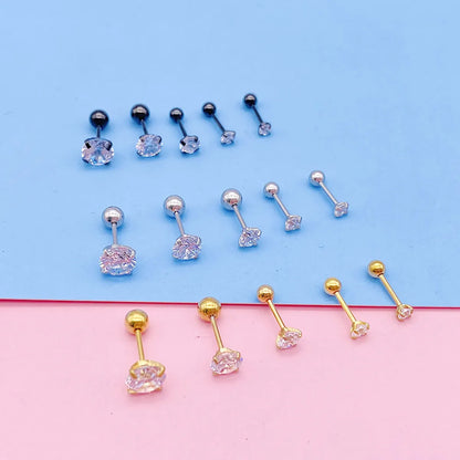 Fashion Round Metal Plating Zircon Women's Ear Studs 1 Piece