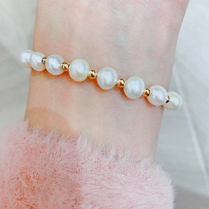 Fashion Round Pearl Titanium Steel Bracelets 1 Piece