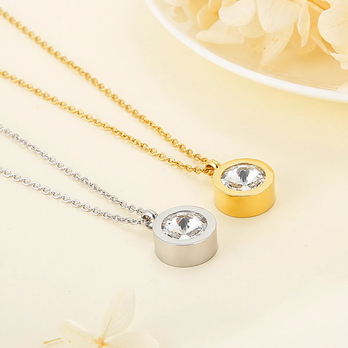 Fashion Round Titanium Steel Plating Necklace