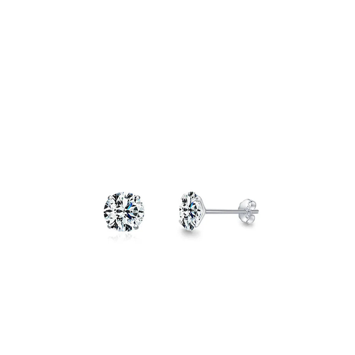 Fashion Round Silver Plating Inlay Zircon Ear Studs 1 Pair