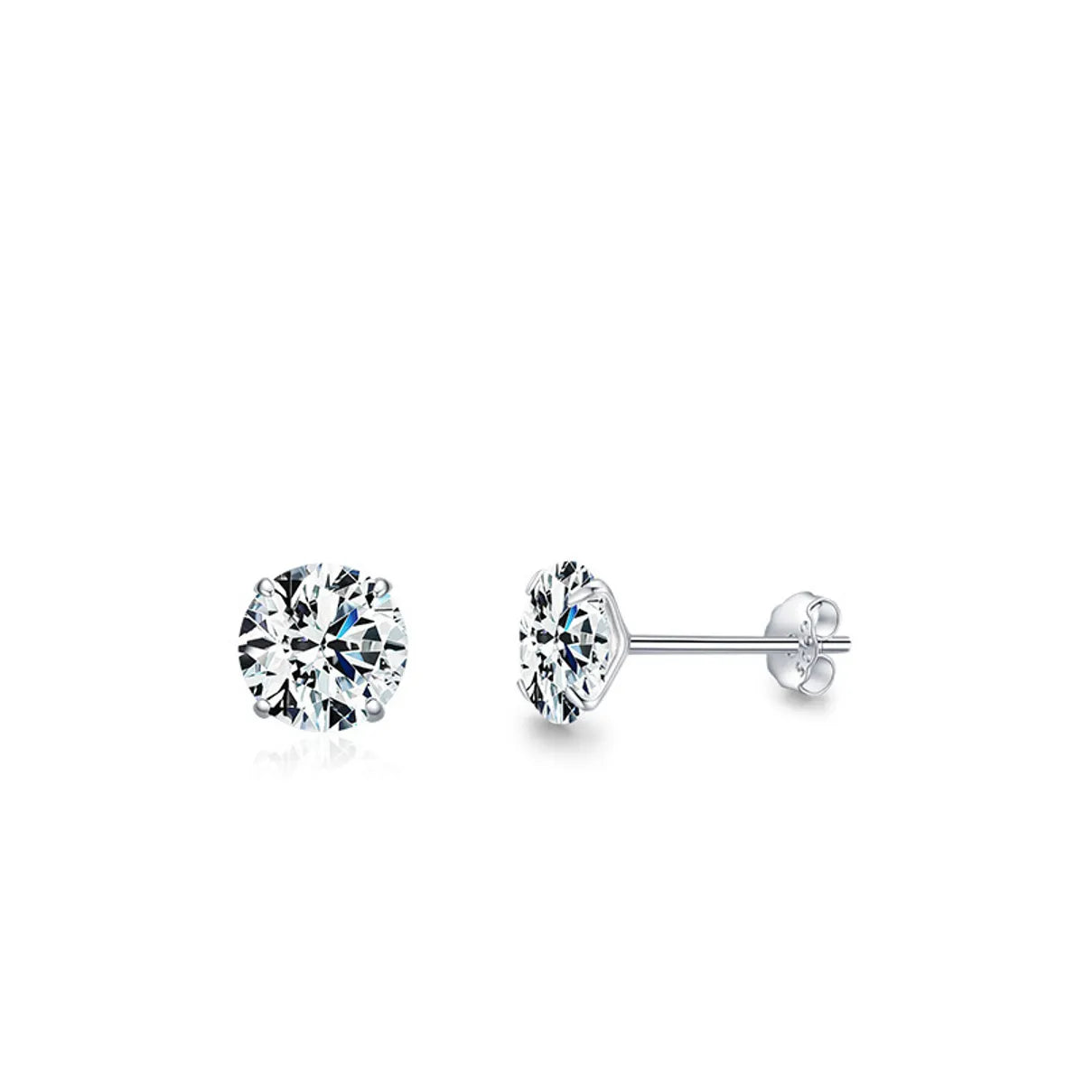 Fashion Round Silver Plating Inlay Zircon Ear Studs 1 Pair