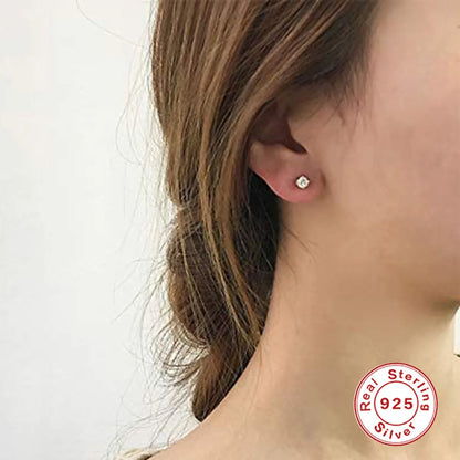 Fashion Round Silver Plating Inlay Zircon Ear Studs 3 Pieces