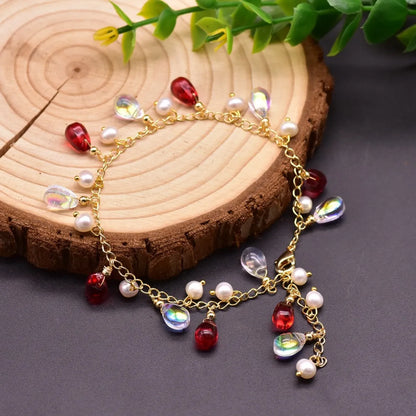 Fashion Round Square Copper Plating Inlay Pearl Bracelets 1 Piece