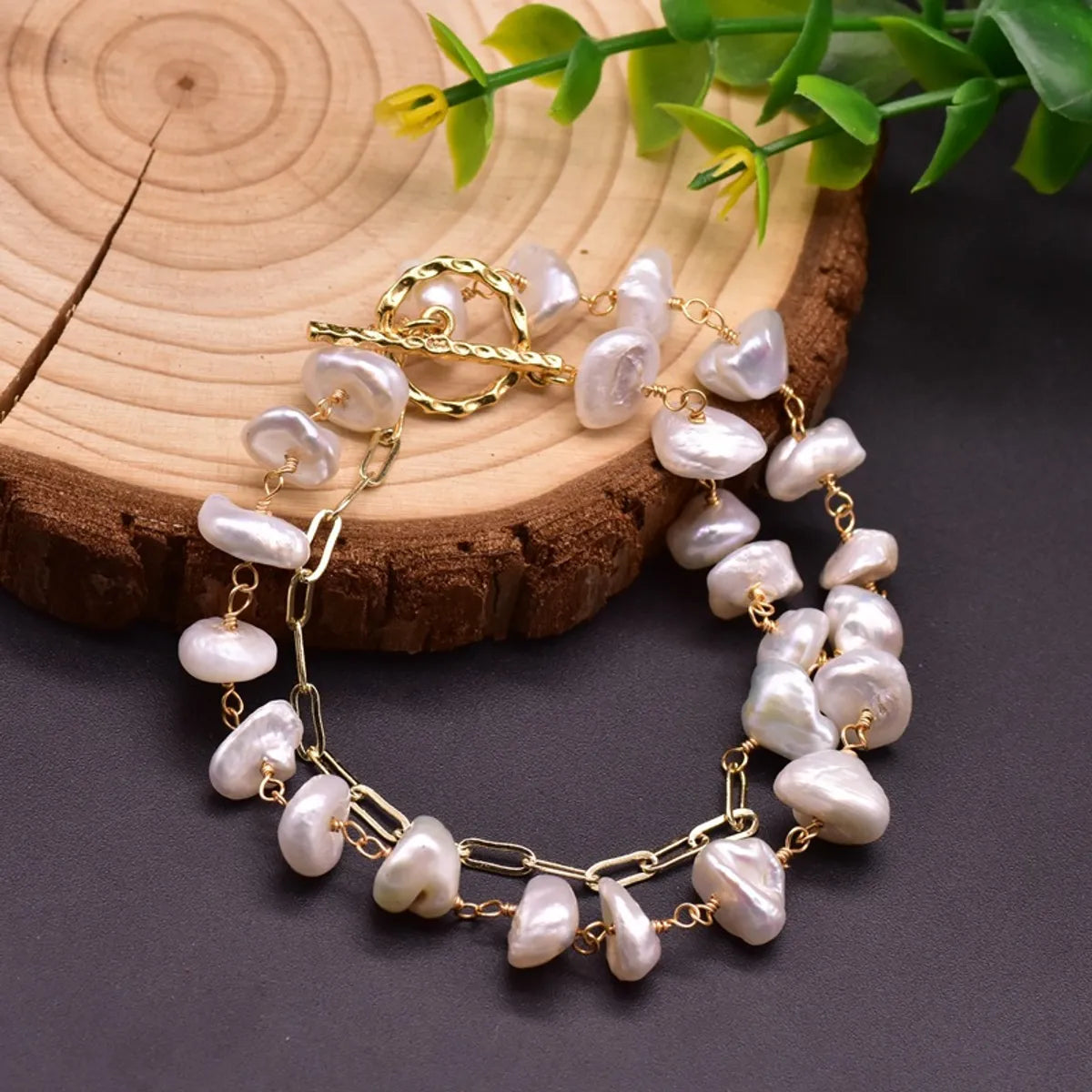 Fashion Round Square Copper Plating Inlay Pearl Bracelets 1 Piece