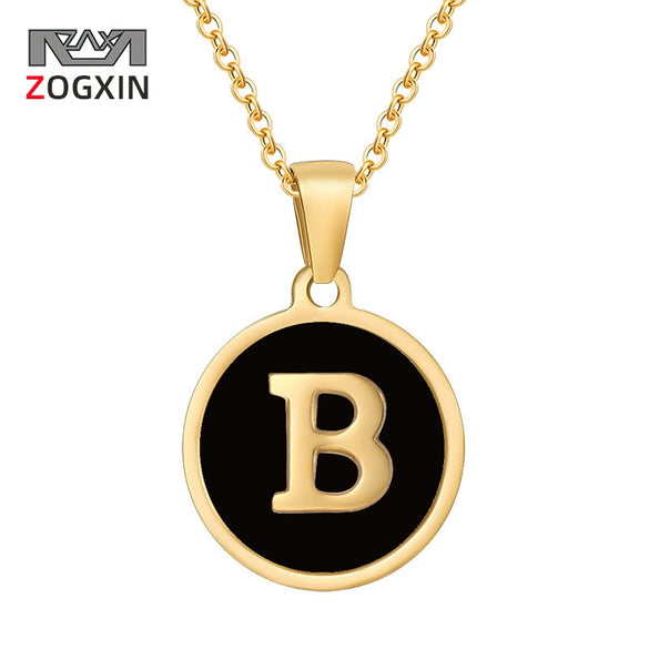Fashion Round Stainless Steel And 316L Stainless Steel Letter Pendant Necklace For Female
