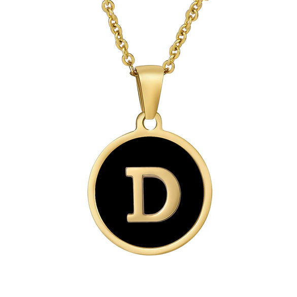 Fashion Round Stainless Steel And 316L Stainless Steel Letter Pendant Necklace For Female