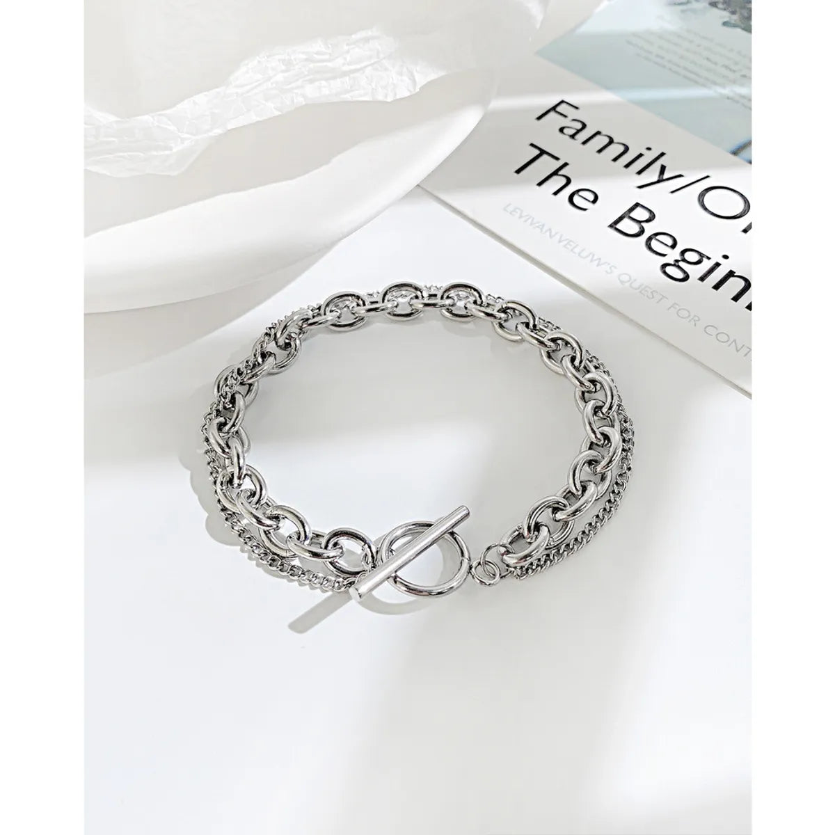 Fashion Round Stainless Steel Chain No Inlaid Bracelets