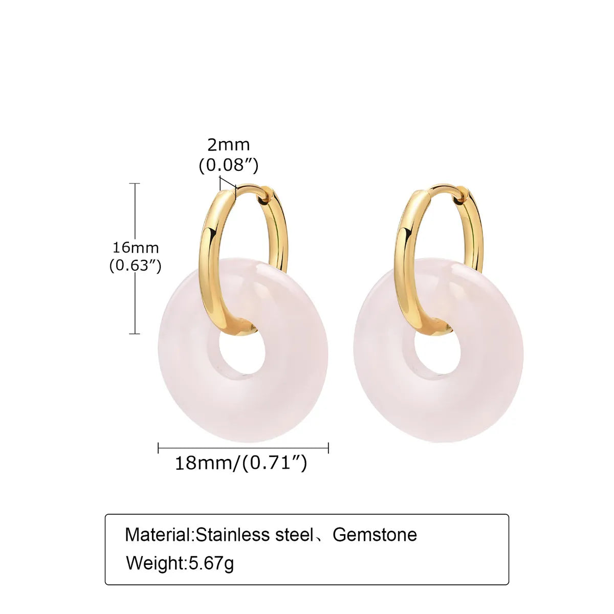 Fashion Round Stainless Steel Drop Earrings Gemstone Stainless Steel Earrings