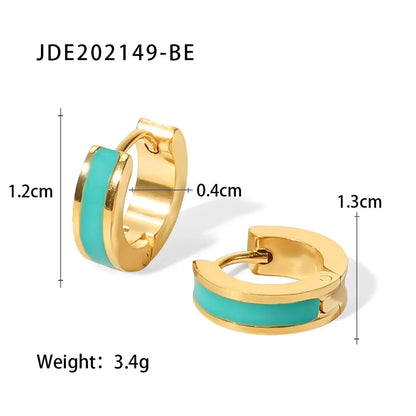 Fashion Round Stainless Steel Earrings Enamel Gold Plated Stainless Steel Earrings