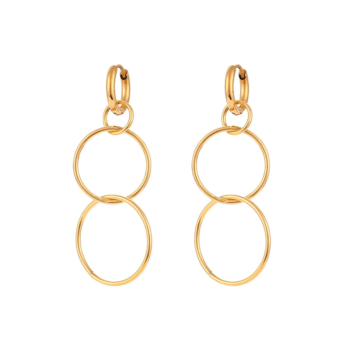 1 Pair Fashion Round Plating Stainless Steel Gold Plated Drop Earrings