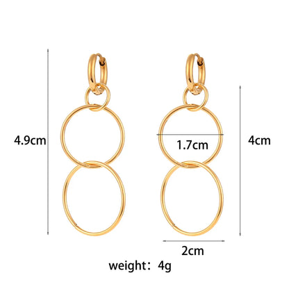 1 Pair Fashion Round Plating Stainless Steel Gold Plated Drop Earrings