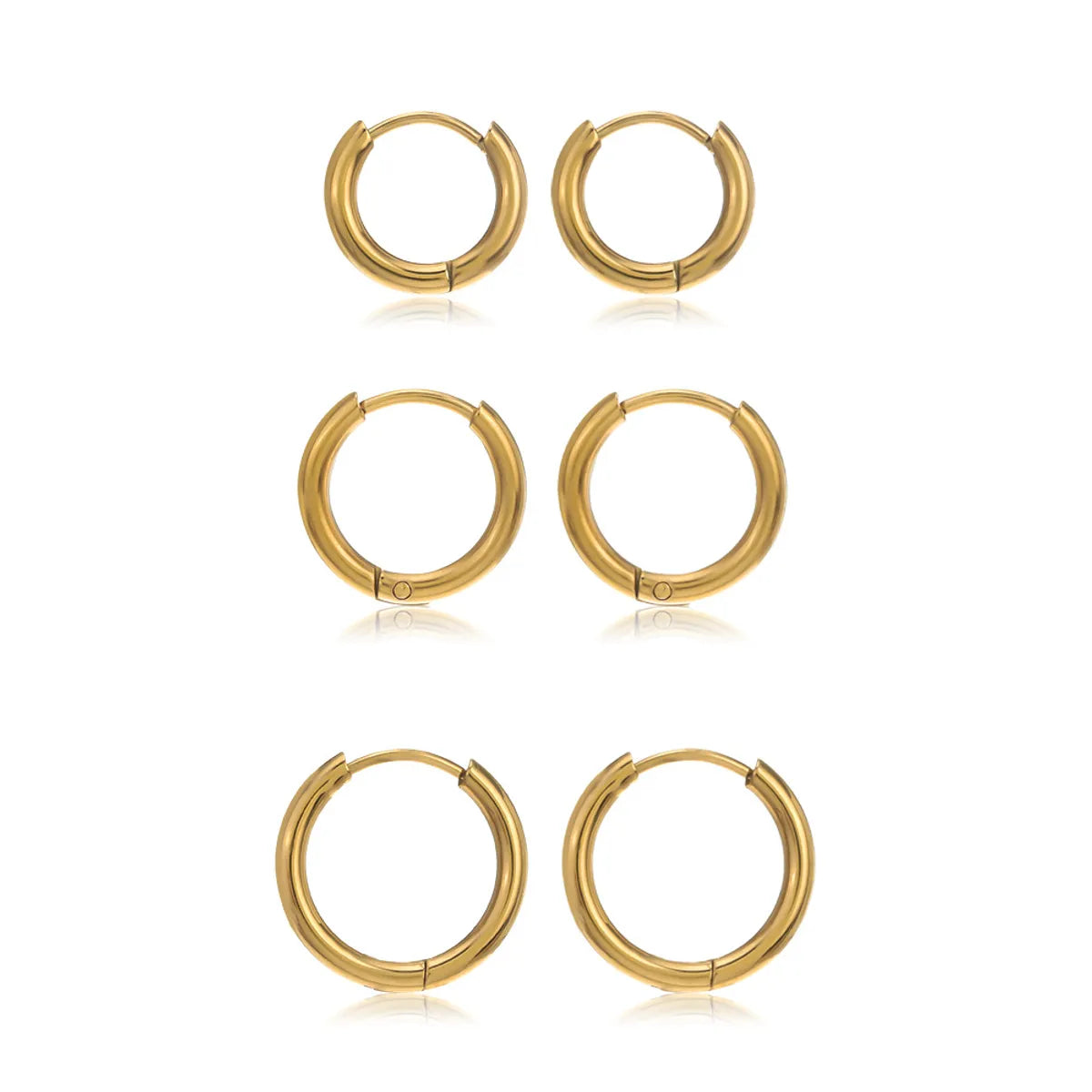 3 Piece Set Fashion Round Plating Stainless Steel Earrings