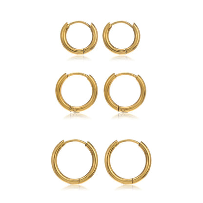 3 Piece Set Fashion Round Plating Stainless Steel Earrings