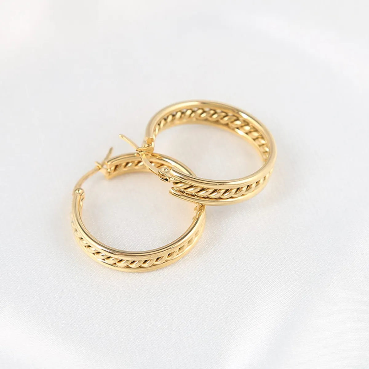 1 Pair Fashion Round Plating 201 Stainless Steel 18K Gold Plated Hoop Earrings