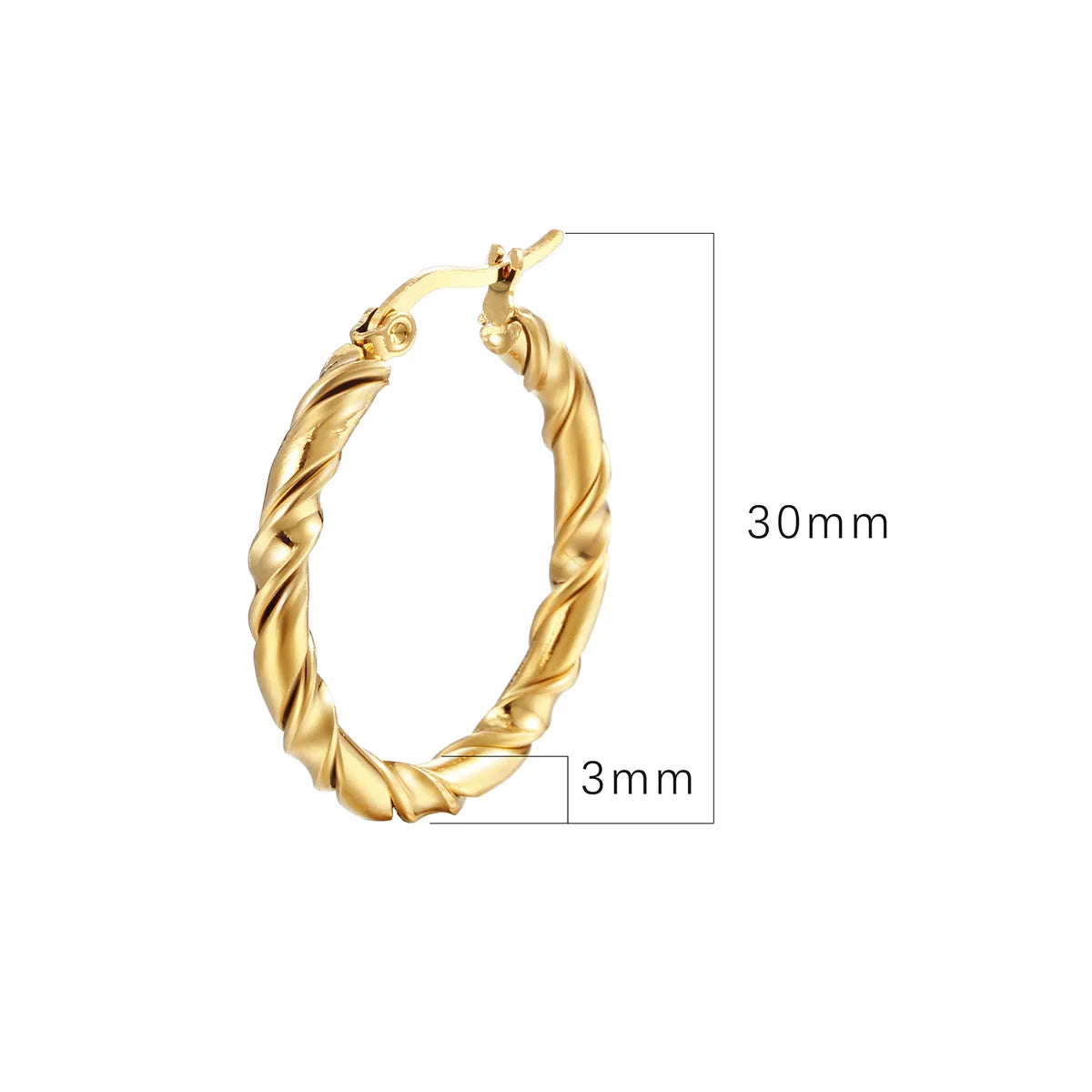 1 Pair Fashion Round Plating 201 Stainless Steel 18K Gold Plated Hoop Earrings