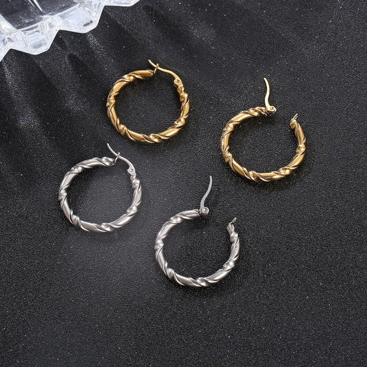 1 Pair Fashion Round Plating 201 Stainless Steel 18K Gold Plated Hoop Earrings