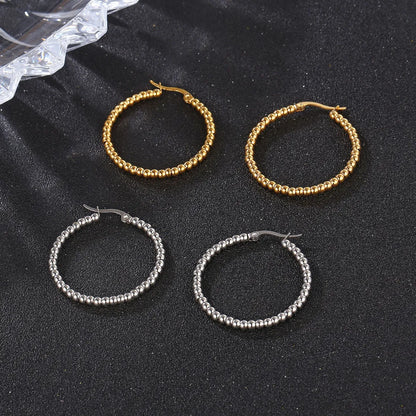 Fashion Round Stainless Steel Plating Hoop Earrings 1 Pair