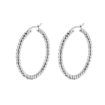 Fashion Round Stainless Steel Plating Hoop Earrings 1 Pair