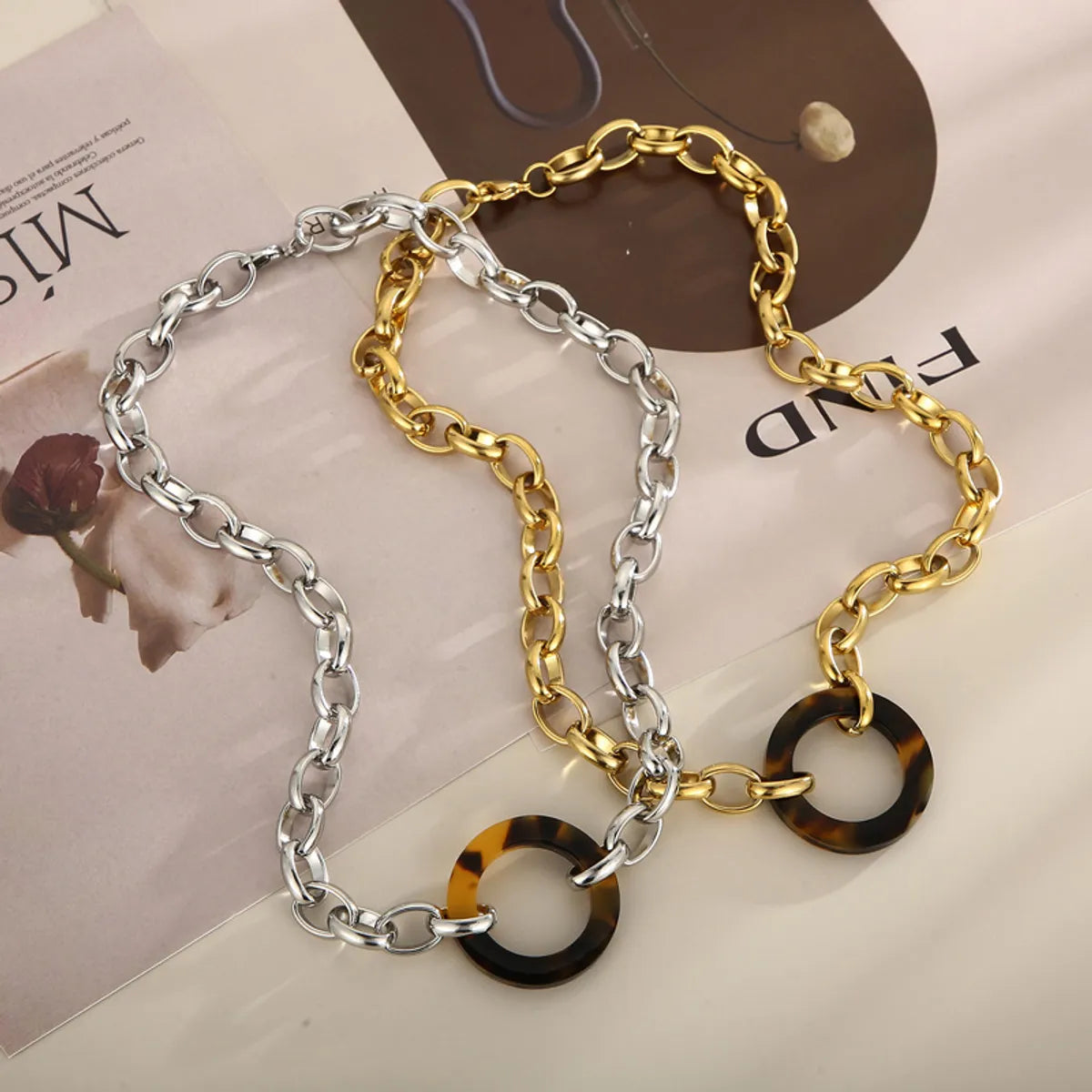 Fashion Round Stainless Steel Titanium Steel Plating Bracelets Necklace