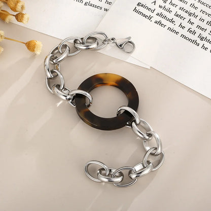 Fashion Round Stainless Steel Titanium Steel Plating Bracelets Necklace