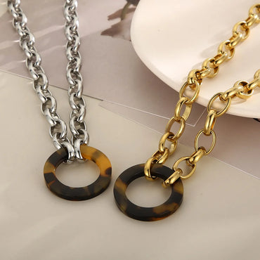 Fashion Round Stainless Steel Titanium Steel Plating Bracelets Necklace