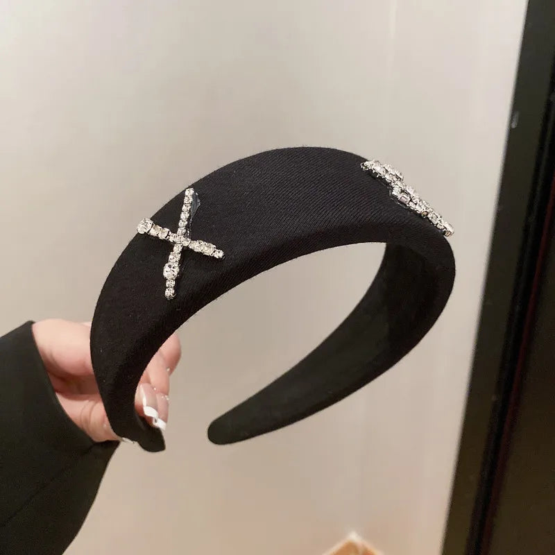 Fashion Round Star Bow Knot Imitation Pearl Cloth Rhinestone Hair Band 1 Piece