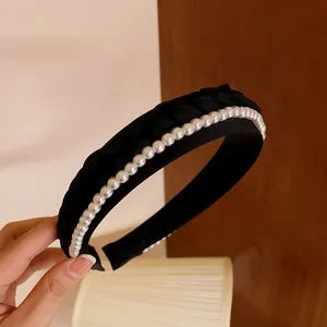 Fashion Round Star Bow Knot Imitation Pearl Cloth Rhinestone Hair Band 1 Piece