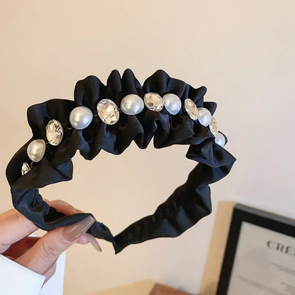 Fashion Round Star Bow Knot Imitation Pearl Cloth Rhinestone Hair Band 1 Piece