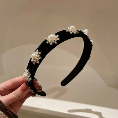 Fashion Round Star Bow Knot Imitation Pearl Cloth Rhinestone Hair Band 1 Piece