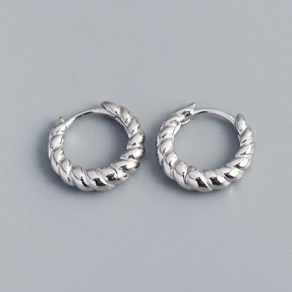 Fashion Round Sterling Silver Plating Earrings 1 Pair