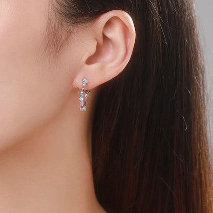 Fashion Round Sterling Silver Plating Inlay Zircon Ear Studs 1 Pair