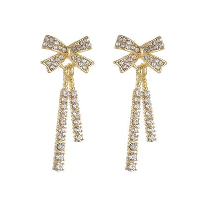 Fashion Round Tassel Heart Shape Alloy Plating Inlay Rhinestones Pearl Women's Earrings 1 Pair