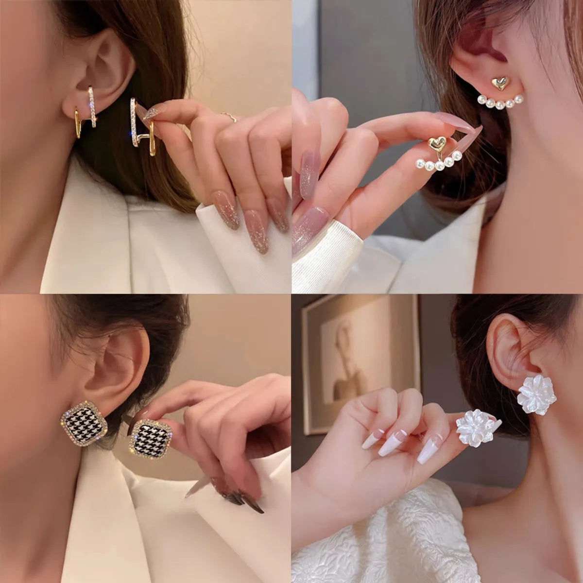 Fashion Round Tassel Heart Shape Alloy Plating Inlay Rhinestones Pearl Women's Earrings 1 Pair