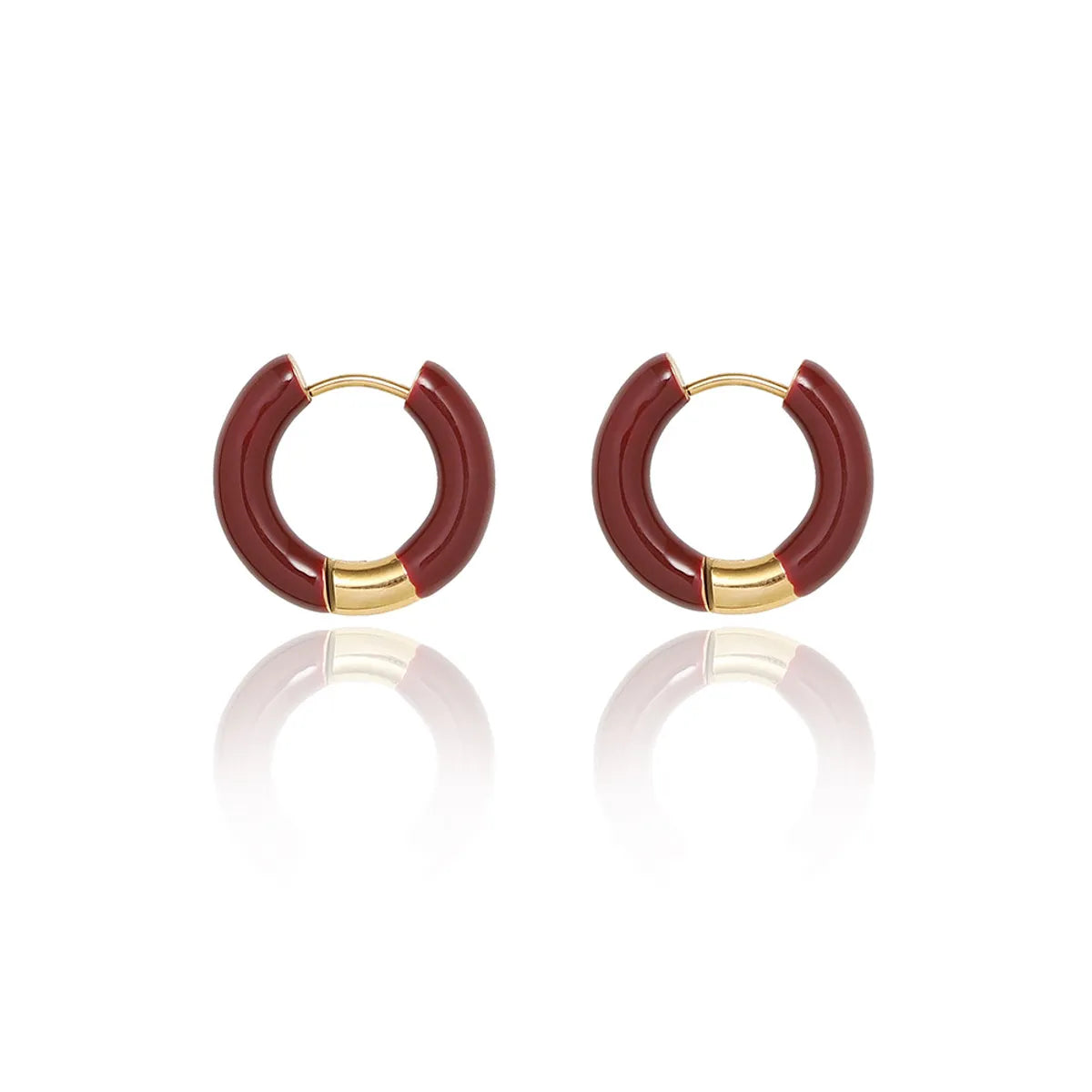 1 Pair Fashion Round 304 Stainless Steel 18K Gold Plated Hoop Earrings