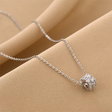 Fashion Round Titanium Steel Inlay Zircon Necklace 1 Piece