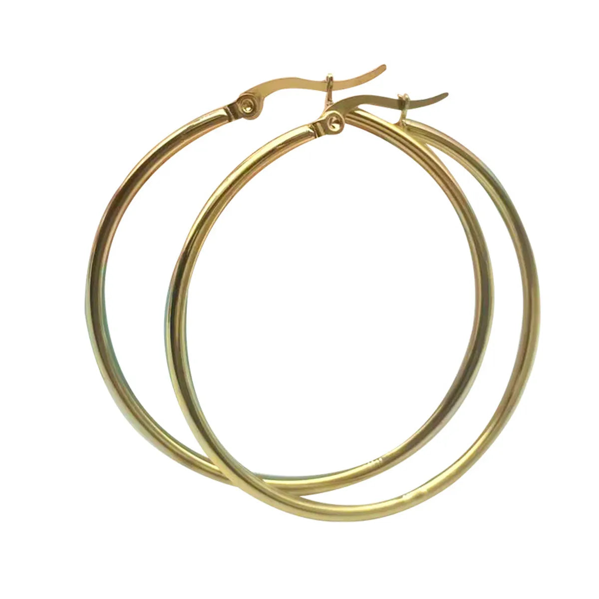 Fashion Round Titanium Steel Plating Hoop Earrings 1 Pair