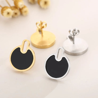 Fashion Round Titanium Steel Plating Women's Earrings Necklace