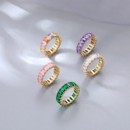 Fashion Round Titanium Steel Plating Zircon Rings