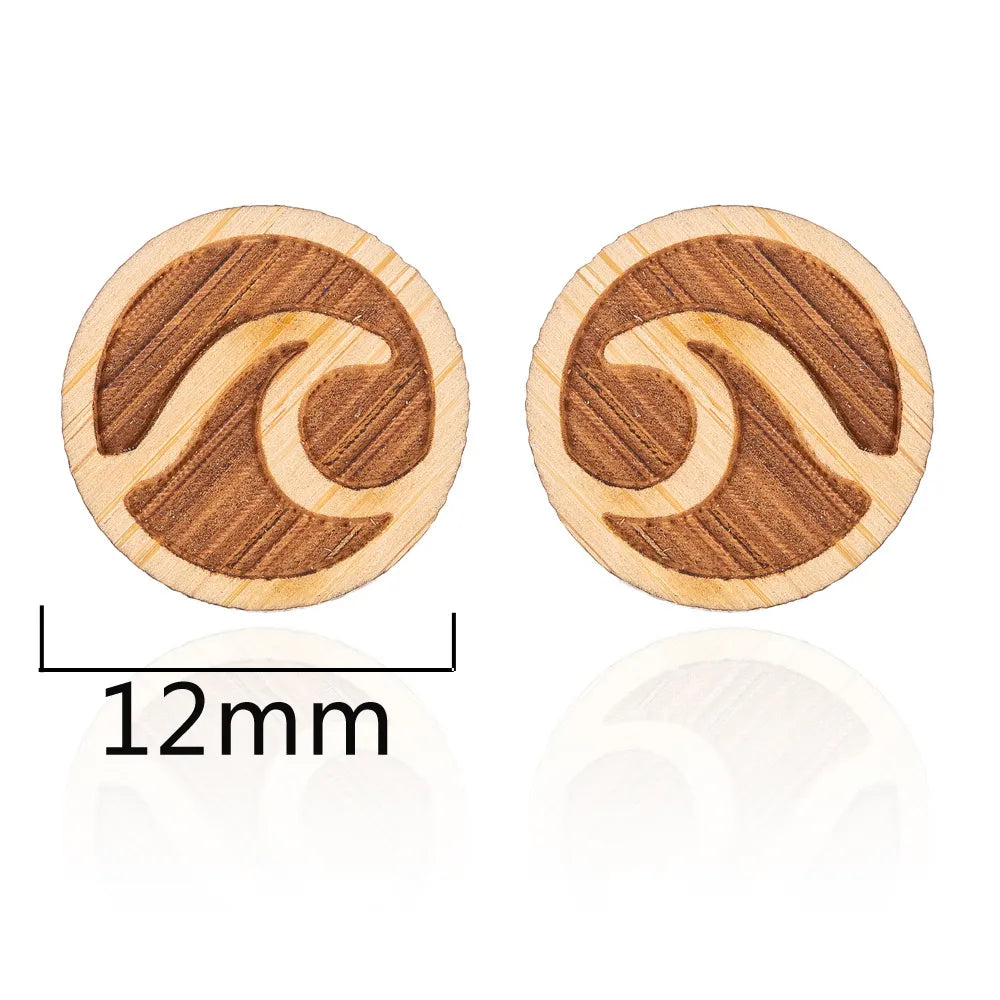 Fashion Round Wood Women'S Ear Studs 1 Pair