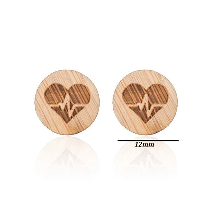 Fashion Round Wood Women'S Ear Studs 1 Pair