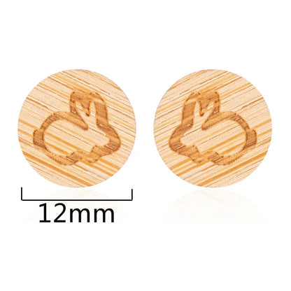 Fashion Round Wood Women'S Ear Studs 1 Pair